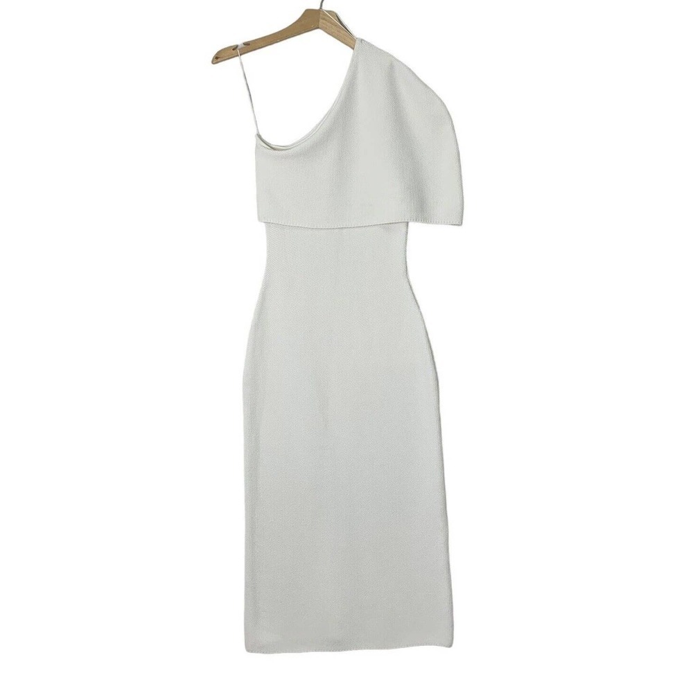 The Sei One Shoulder Cape Midi Pique Knit Sweater Dress Womens Size Medium $399 - Picture 6 of 15